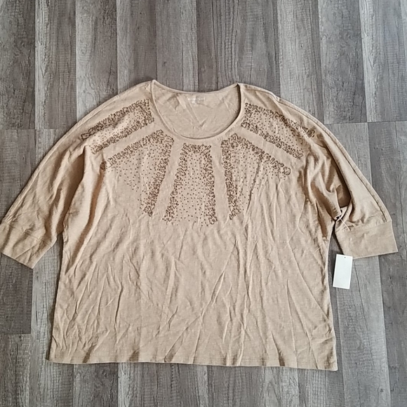 Coldwater Creek Falling Stars Brown Fall Top 2X - Picture 3 of 6